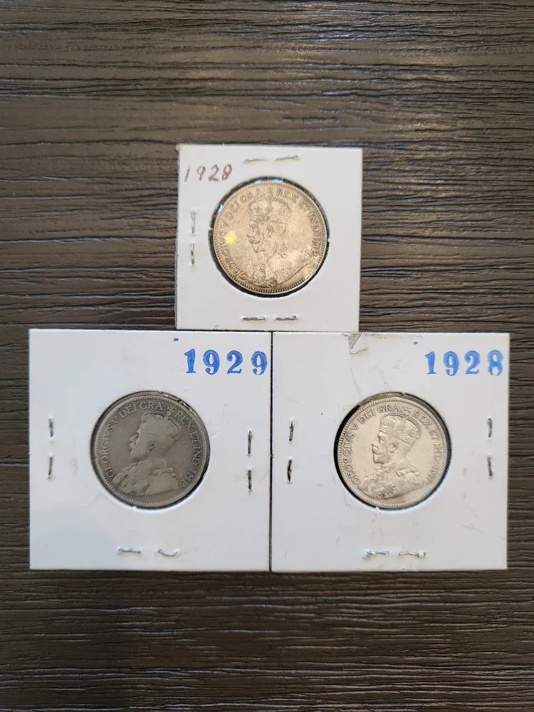 Vintage Canadian 25 Cent Coins (1928 & 1929) image indicator(3)