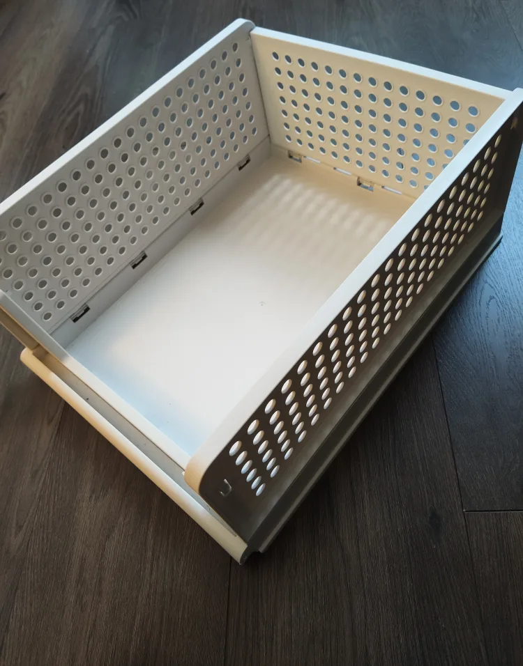 4 White Stackable Storage Baskets Closet