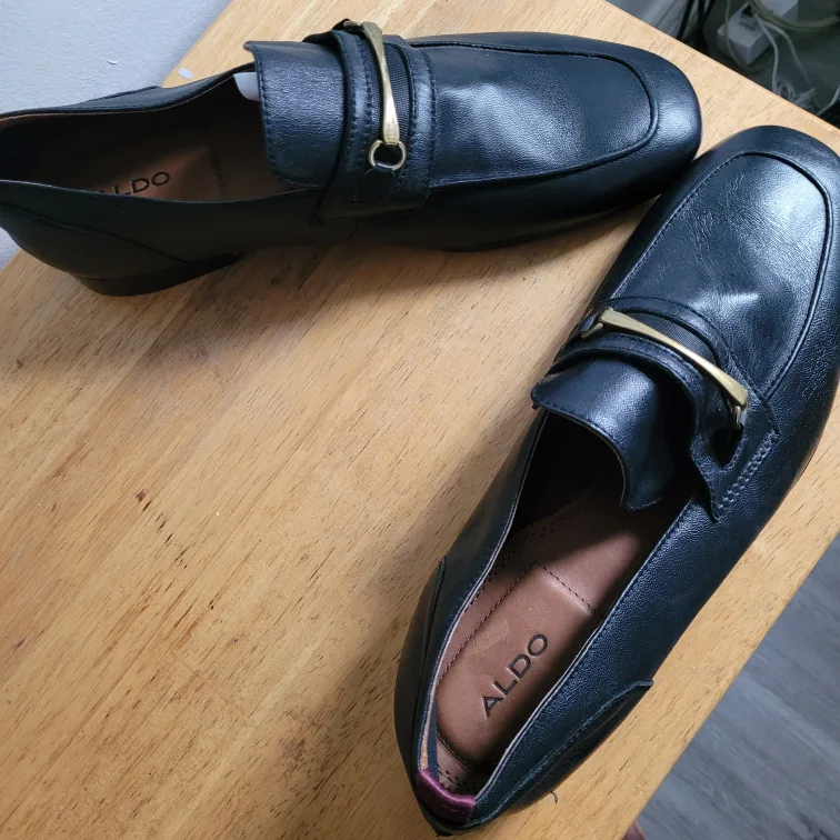 ALDO Black Leather Loafers image indicator(2)