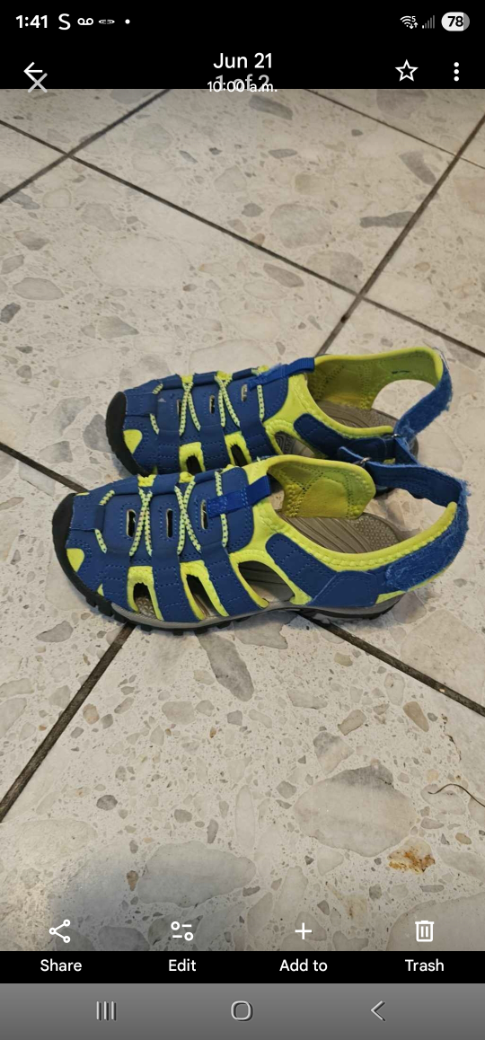 Kids' Blue & Yellow Sandals - Size 13