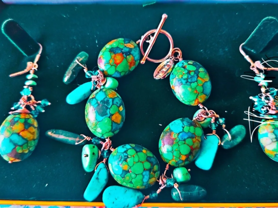 Turquoise Stone Bracelet & Earring Set