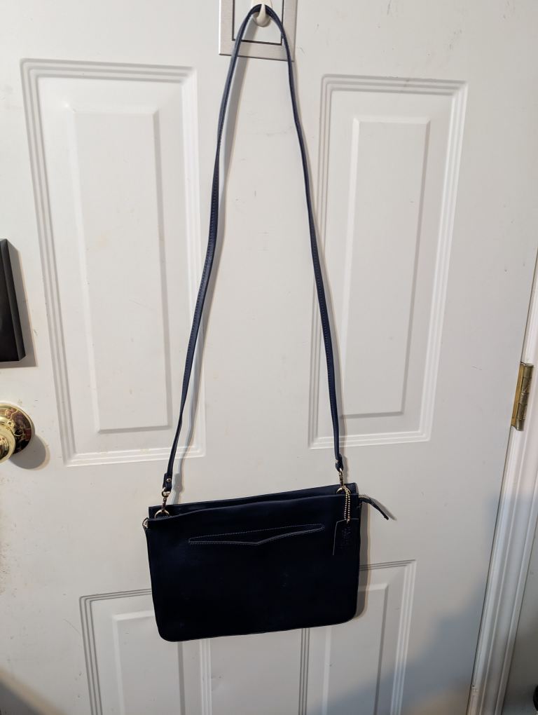 Danier Navy Blue Leather Crossbody Bag - photo 3