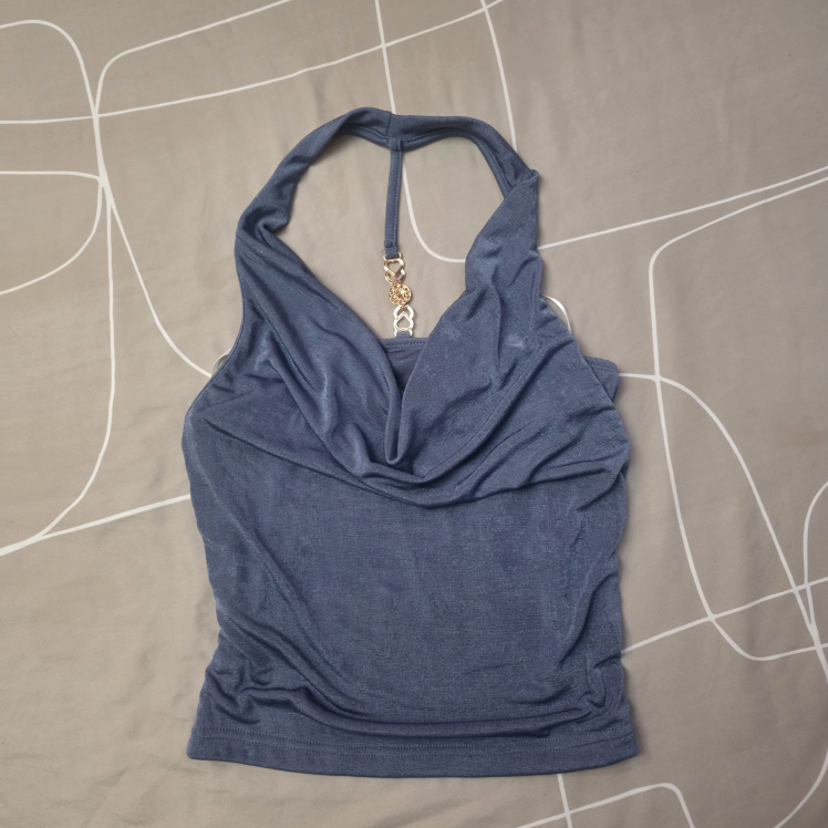 Blue Halter Top from shein