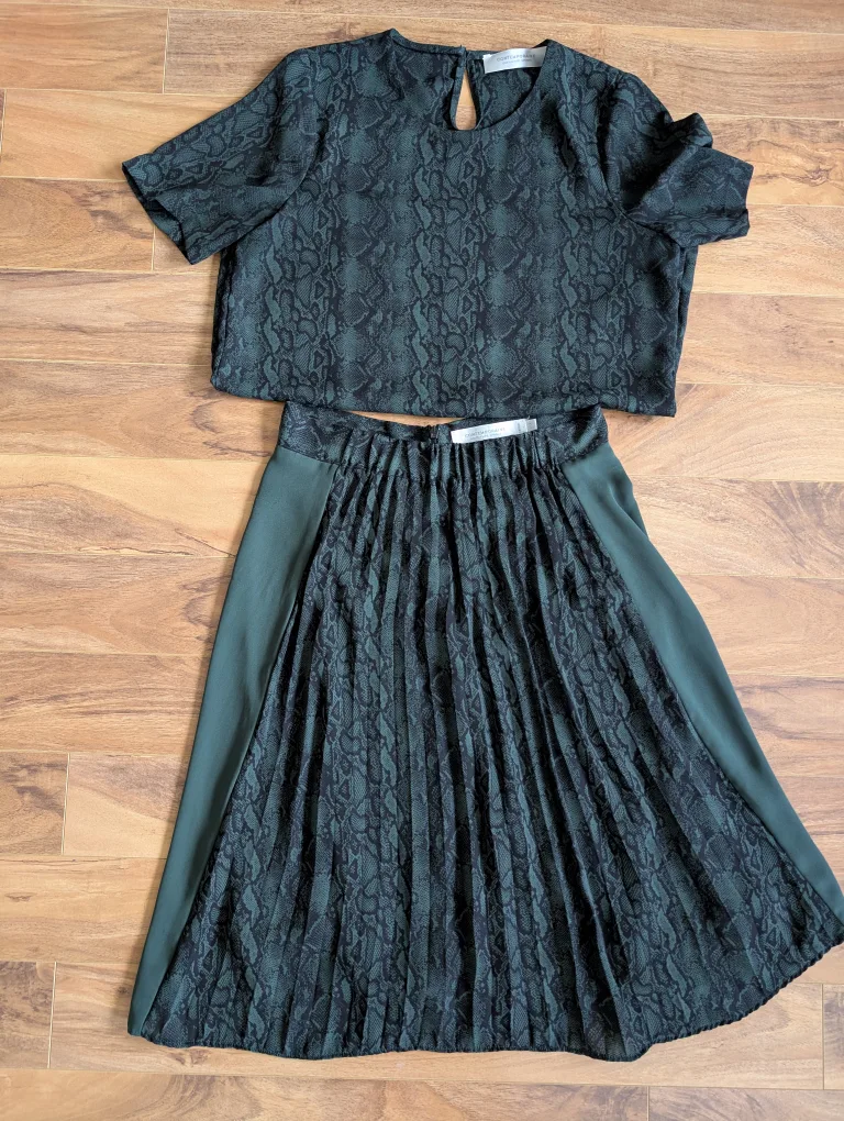 Contemporary Green Snake Print Skirt Set