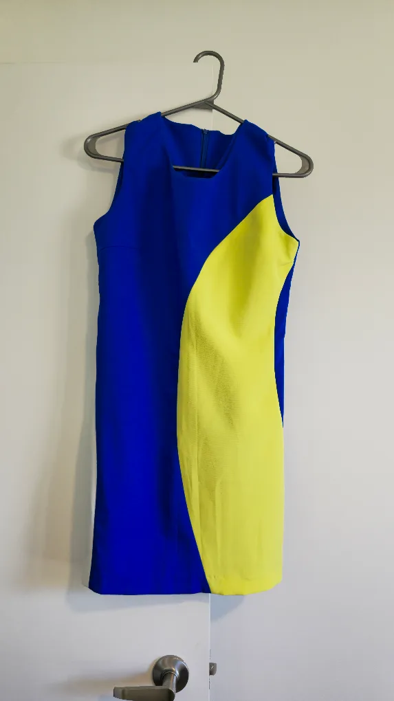 Blue & Yellow Sleeveless Dress thumbnail