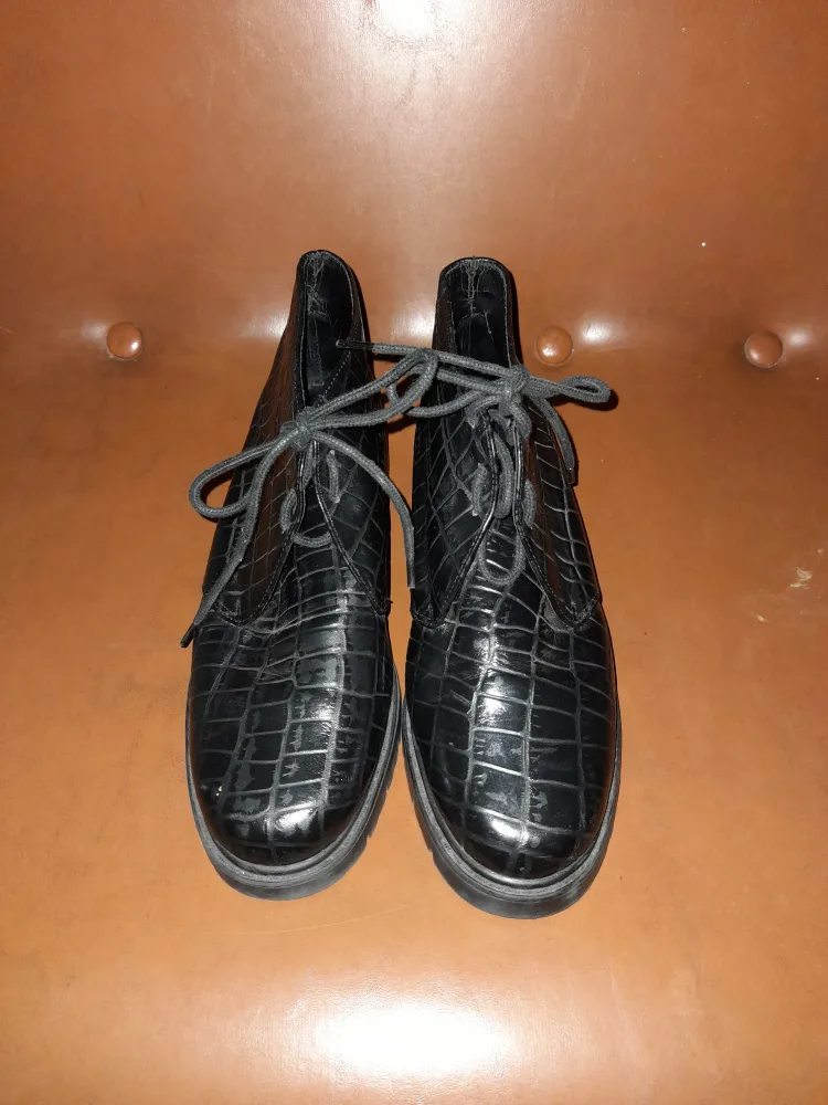 Black Ankle Boots with Crocodile Pattern image indicator(2)