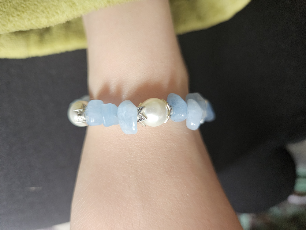 Blue Stone & Pearl Beaded Bracelet - photo 3