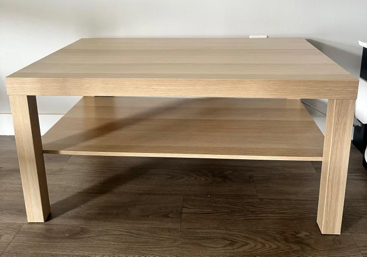 Light Wood Coffee Table with Shelf thumbnail