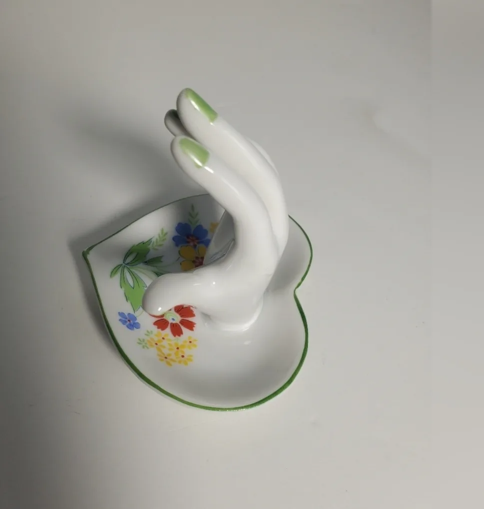 Vintage Porcelain Hand Figurine and Trinket Dish image indicator(4)