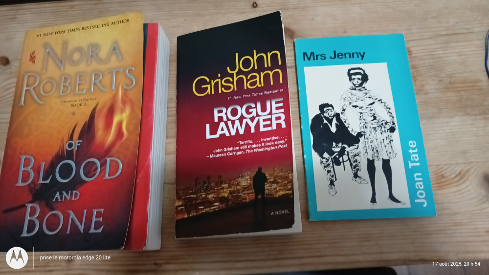 3 Novels: Nora Roberts, John Grisham, Joan Tate