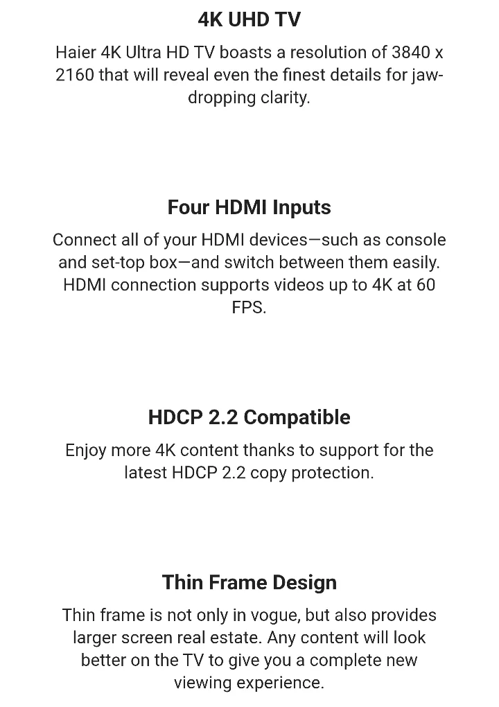 Haier 49 inch 4K UHD Ultra HD 2160p Flat LED TV with Remote image indicator(4)