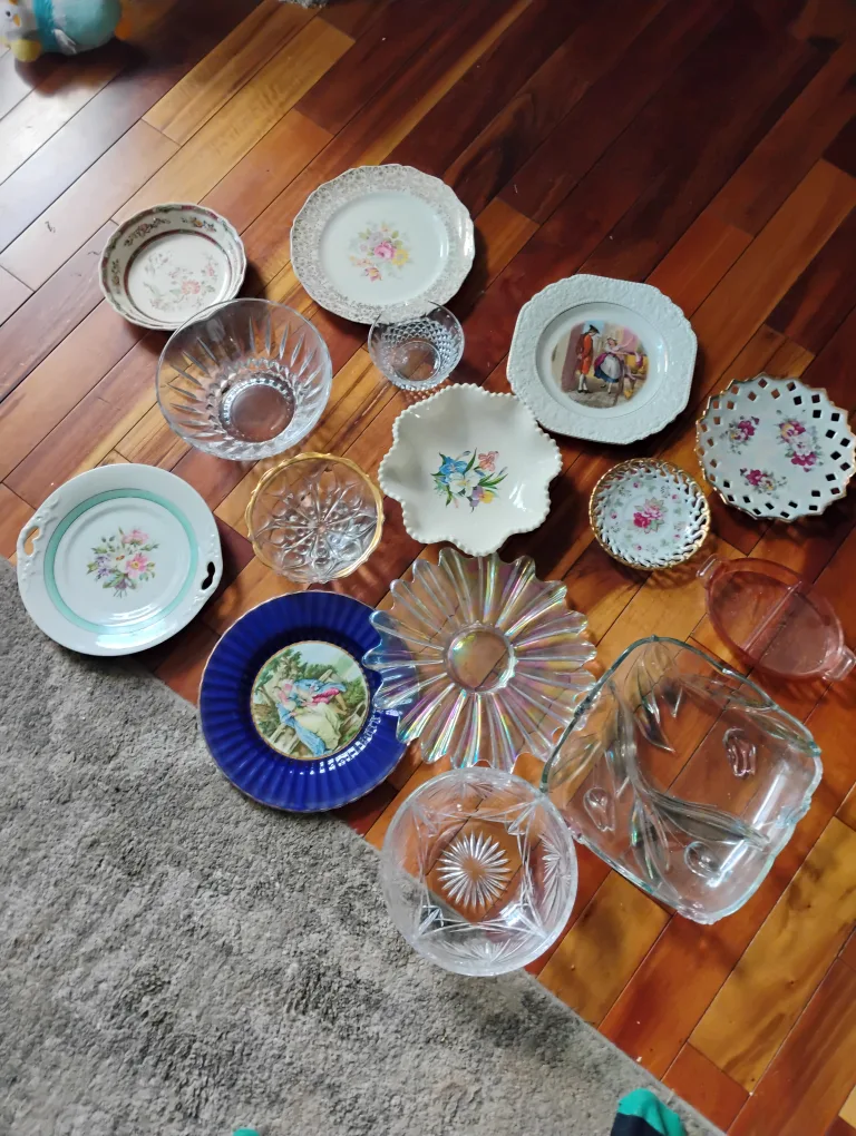 Vintage Decorative Plates and Bowls crystal cut glass