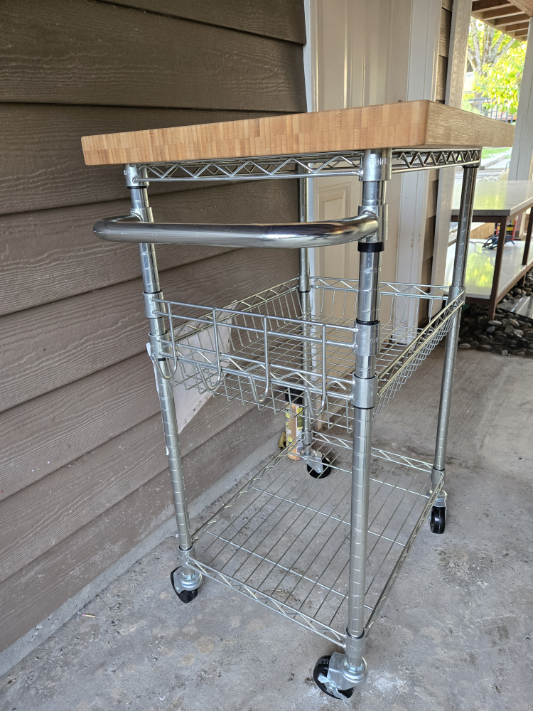Rolling Kitchen Cart with Wood Top - photo 4