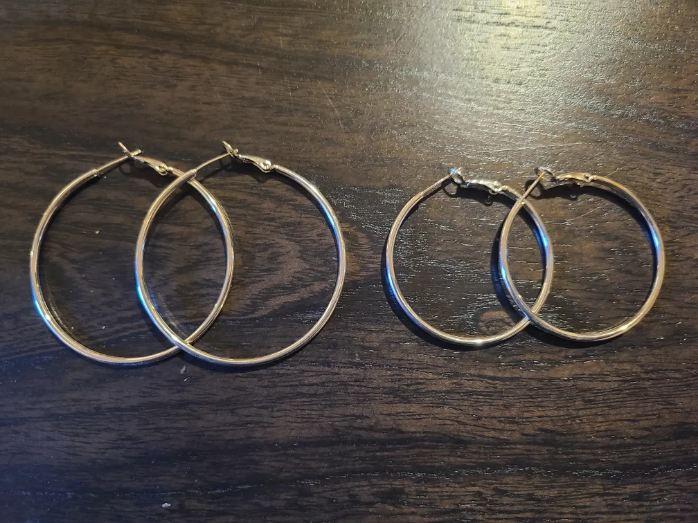 Gold Hoop Earrings - Set of 2 thumbnail