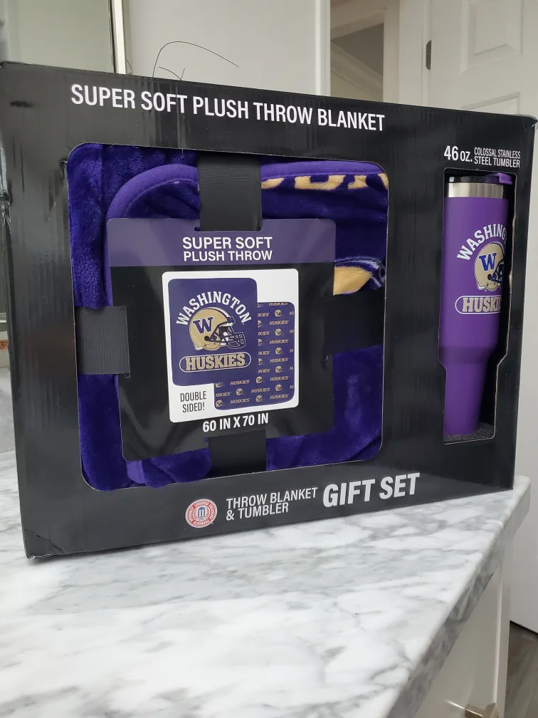Washington Huskies Throw Blanket & Tumbler Gift Set - NEW image indicator(2)