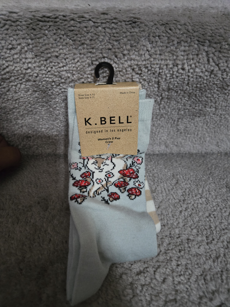 K. Bell Women's Crew Socks, Size 9-11, New