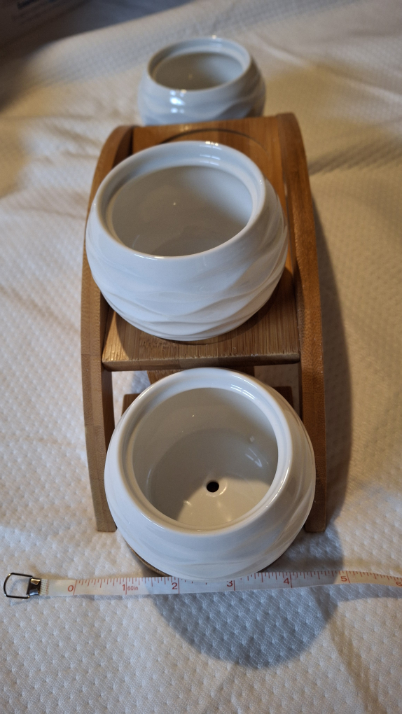 New Yarlung 4-Pack 2.75" Ceramic Pots w/ Bamboo Tray - photo 3