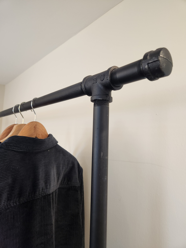 Industrial Pipe Clothing Rack with Wood Shelf - photo 3