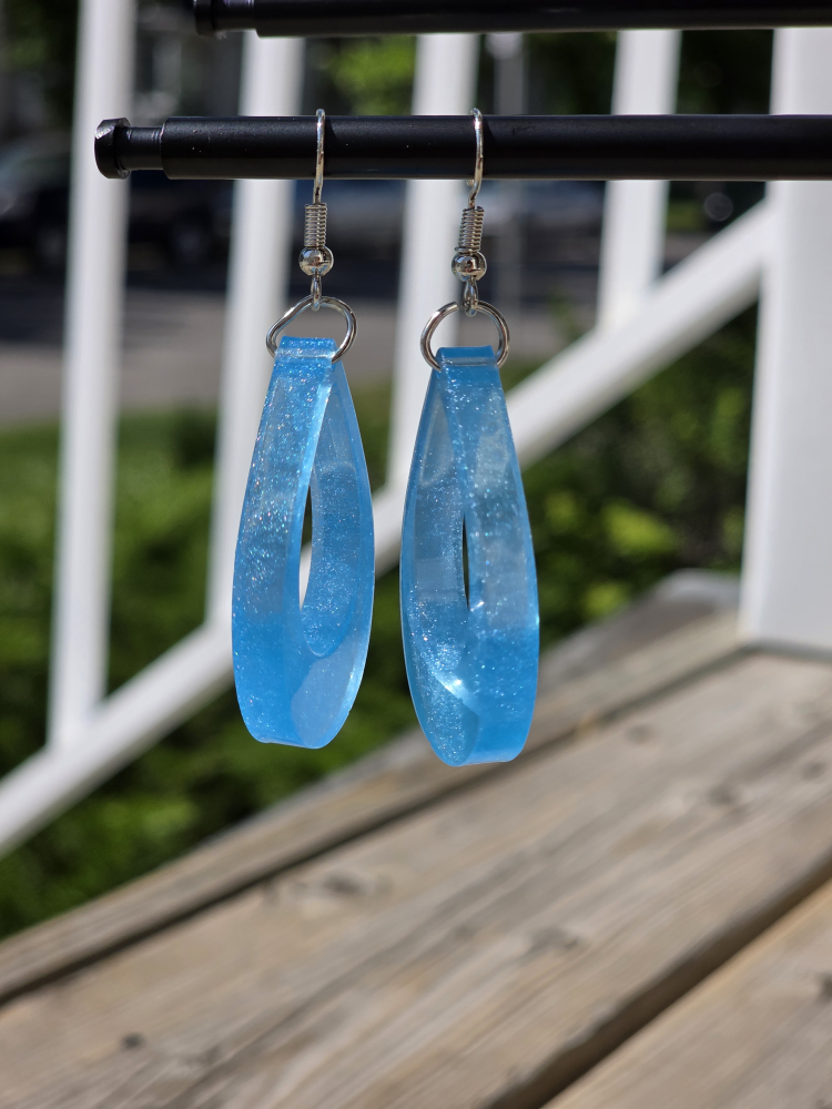 Blue Teardrop Dangle Earrings (Resin) - photo 2