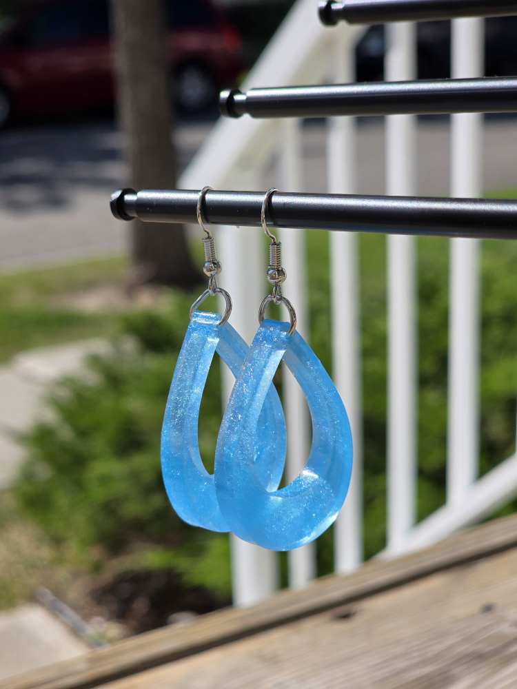 Blue Teardrop Dangle Earrings (Resin) - photo 3