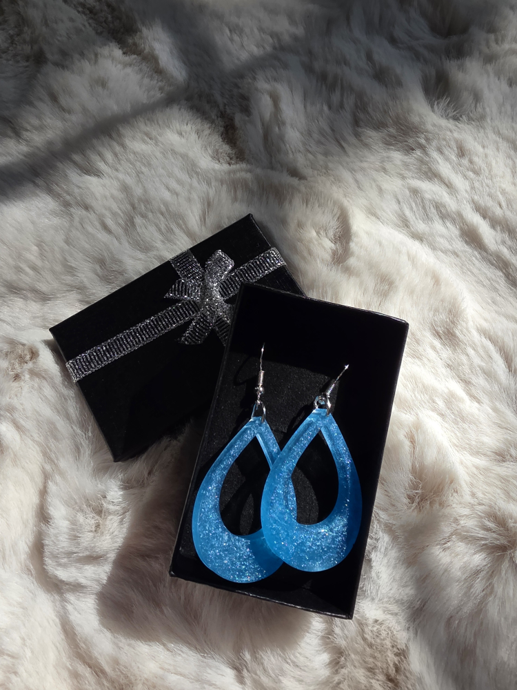 Blue Teardrop Dangle Earrings (Resin) - photo 5