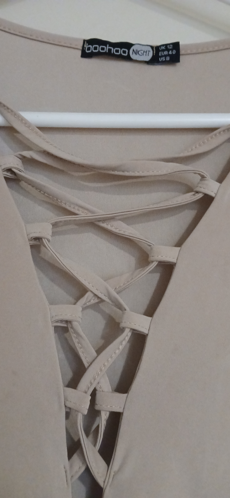 Boohoo Night Beige Lace-Up Dress - Size 8 - photo 3
