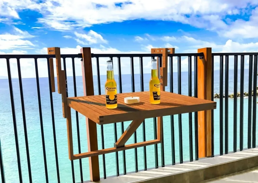 Interbuild Toronto Acacia Balcony Table, Golden Teak, Adjustable thumbnail