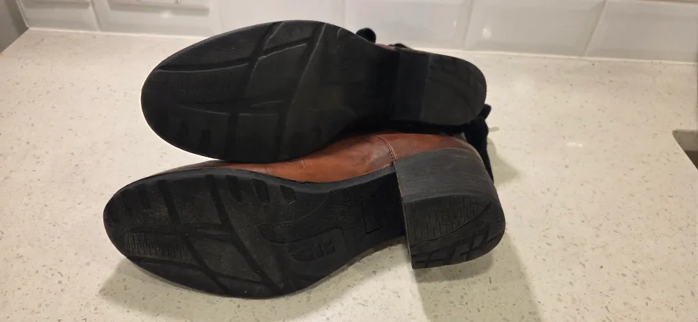 Casta  Brown Leather Ankle Boots with black bow image indicator(5)