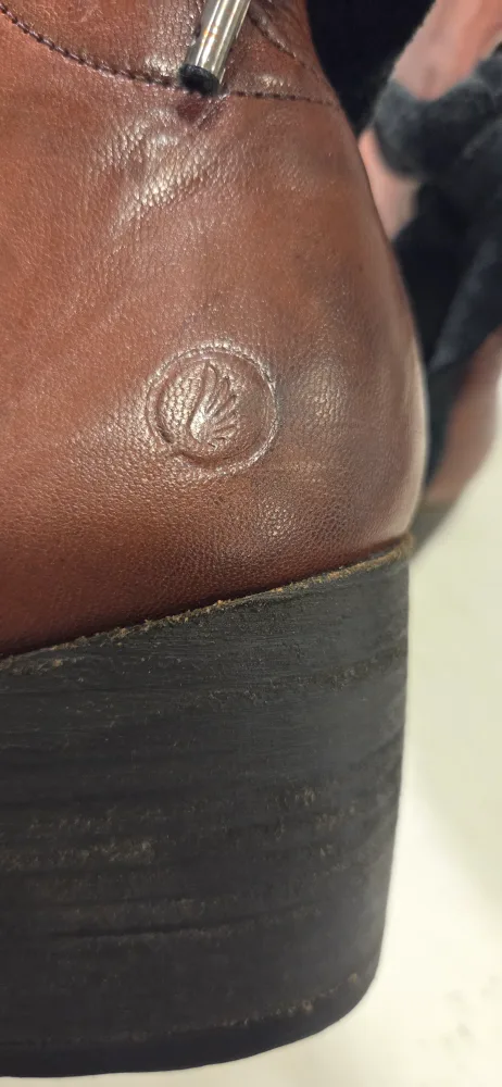 Casta  Brown Leather Ankle Boots with black bow image indicator(6)