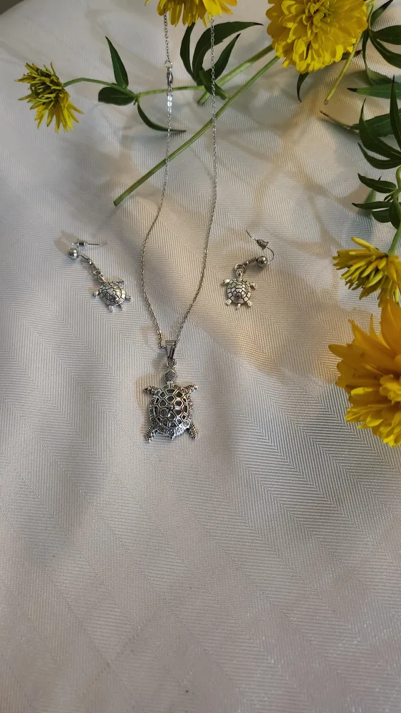 Turtle Necklace and Earrings Set thumbnail