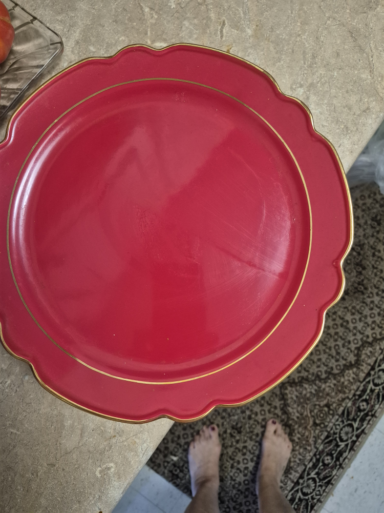 Red Cake Stand with Gold Trim - photo 2