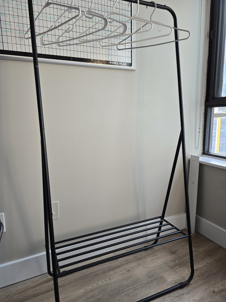 Black Metal Clothes Rack with Shelf - photo 2