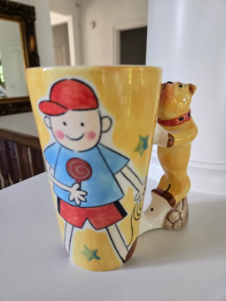 Novelty Mug with Boy and Bear Design thumbnail