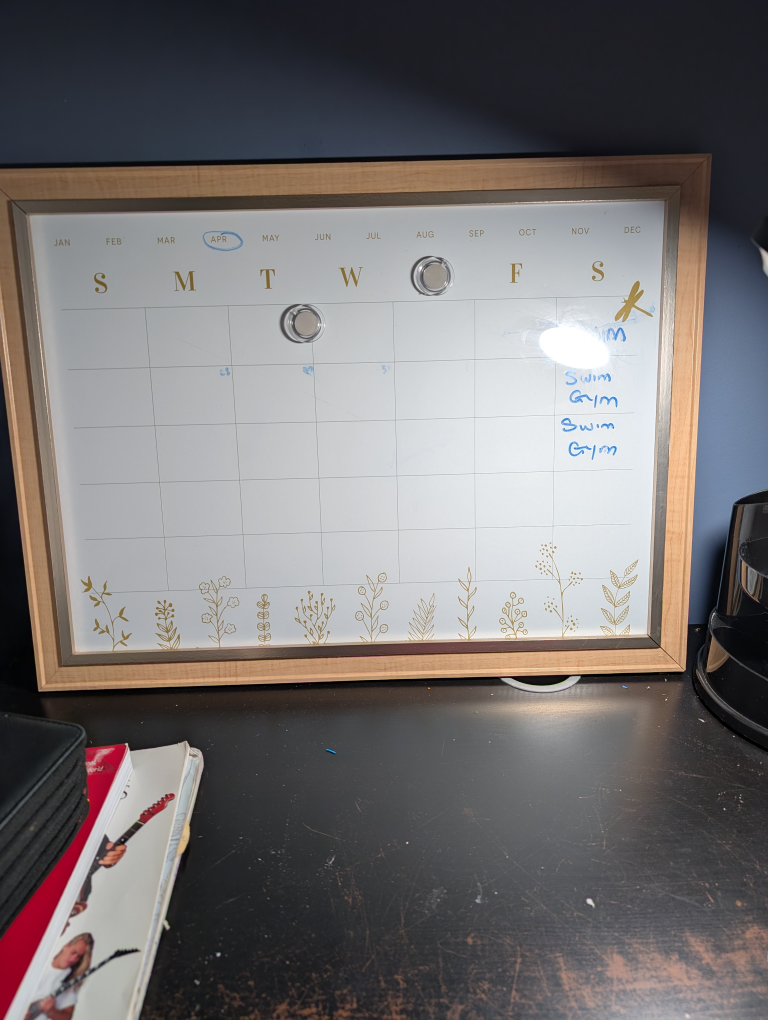 Framed Dry Erase Calendar board