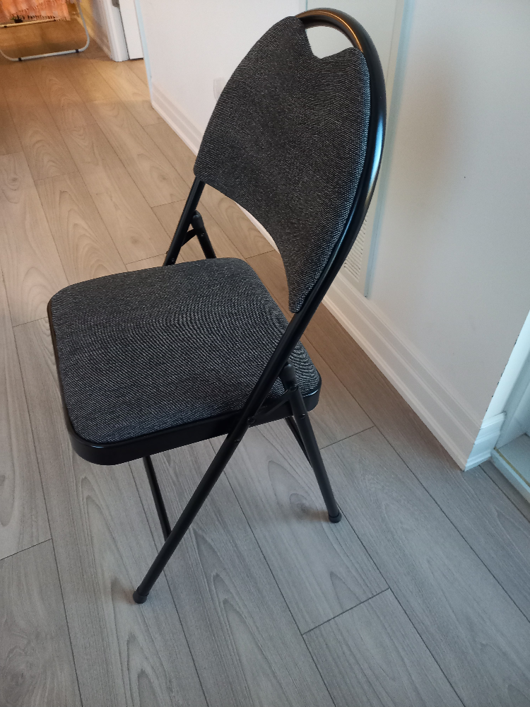 Folding Chair - Black Frame, Grey Fabric - photo 2