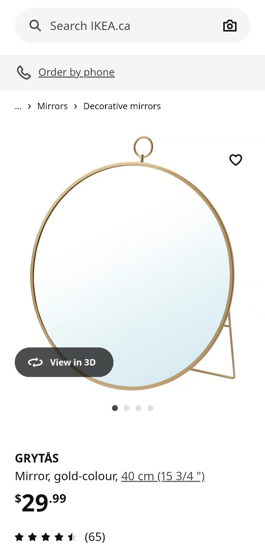 IKEA GRYTÅS Mirror, Gold Colour, 40cm - photo 4