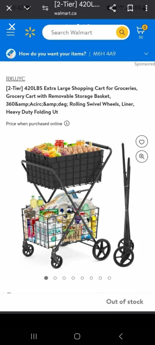 Extra Large 2-Tier Shopping Cart brand new thumbnail