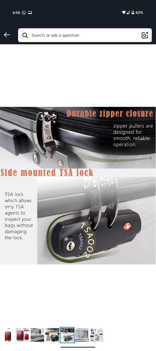 Large Size: Coolife Suitcase Spinner, Burgundy - photo 4