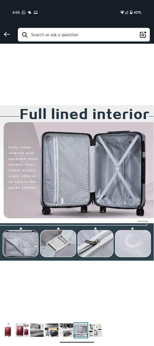 Large Size: Coolife Suitcase Spinner, Burgundy - photo 5