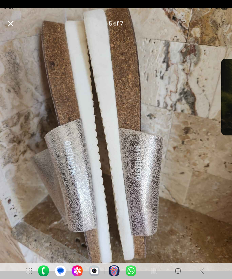 Mephisto Silver Leather Slides - Size 10