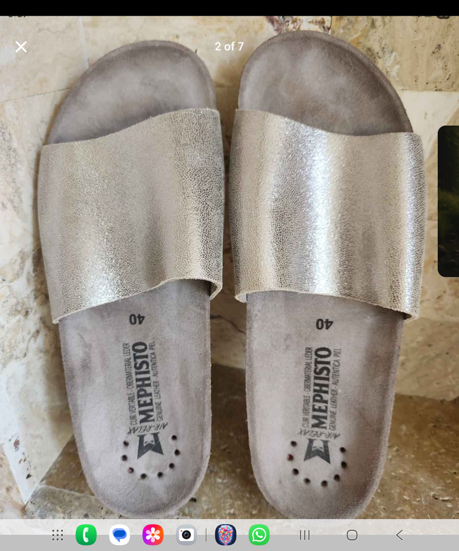Mephisto Silver Leather Slides - Size 10 - photo 2