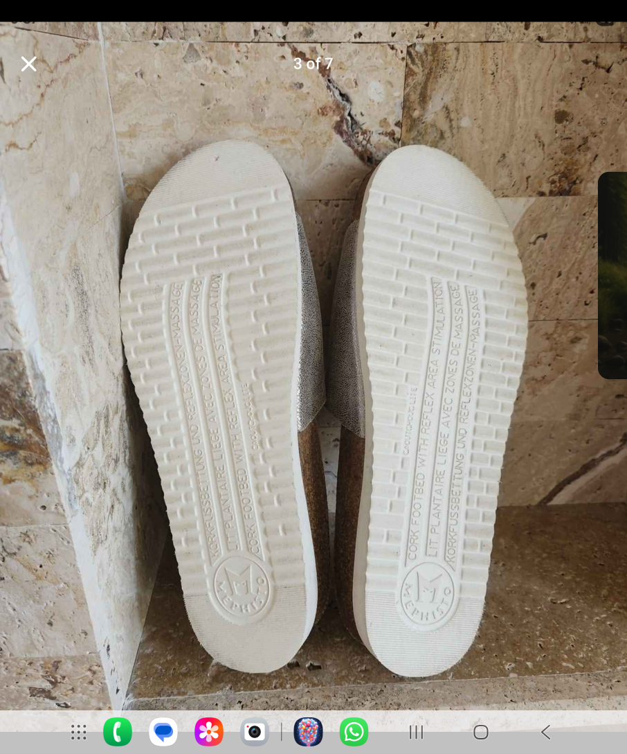 Mephisto Silver Leather Slides - Size 10 - photo 3