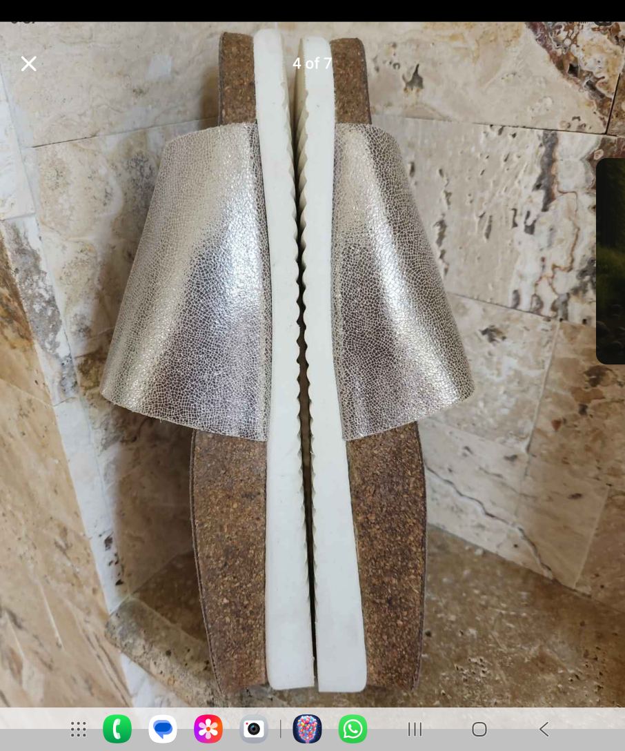 Mephisto Silver Leather Slides - Size 10 - photo 4