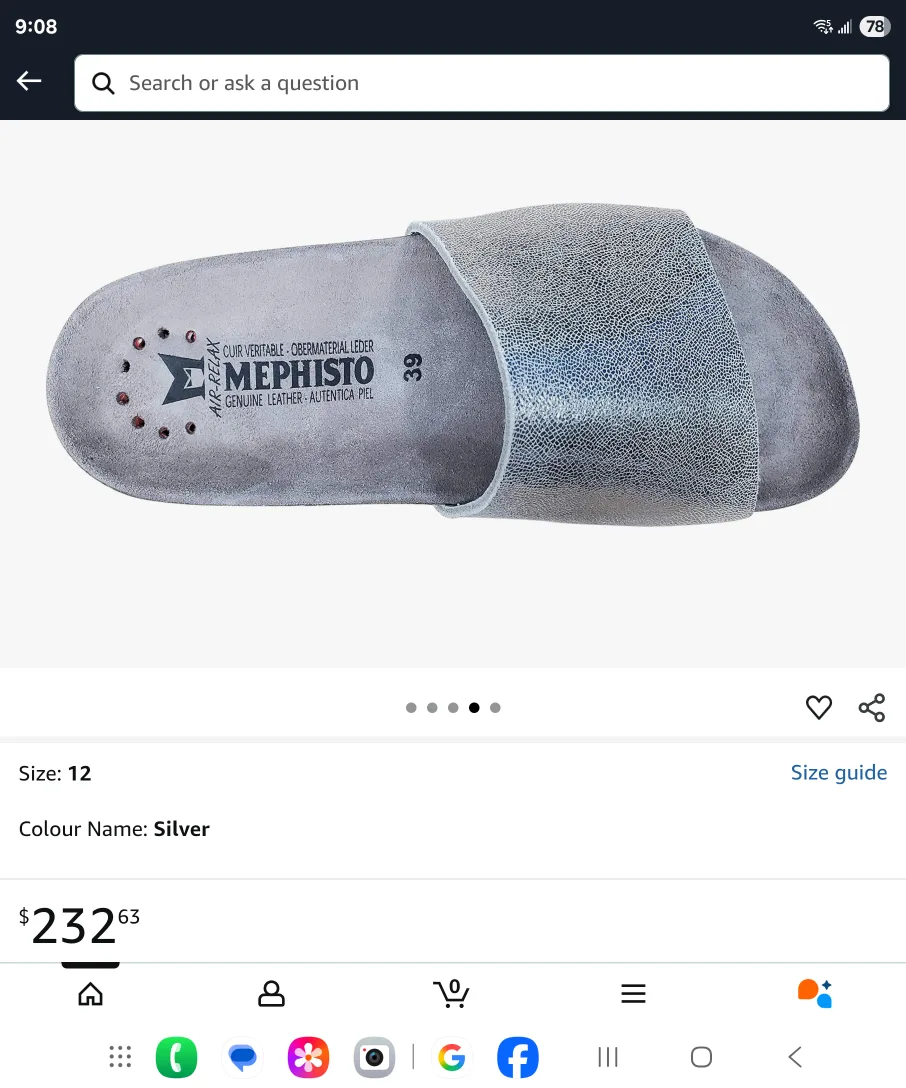 Mephisto Silver Leather Slides - Size 10 image indicator(5)