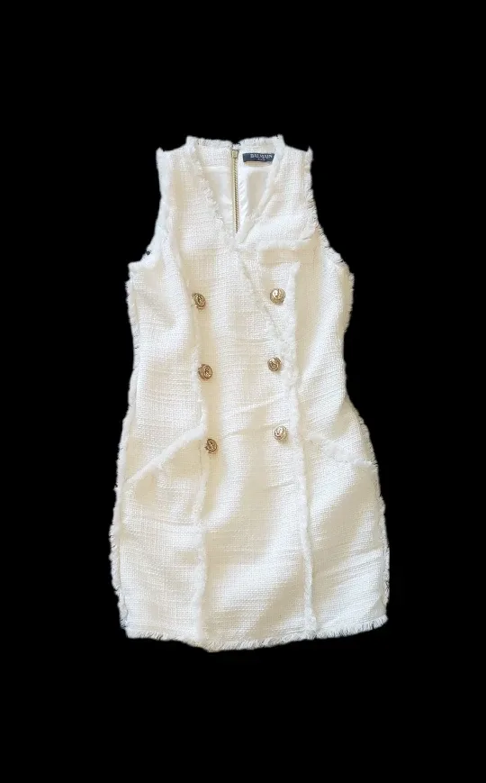 Balmain Cream Tweed Dress thumbnail
