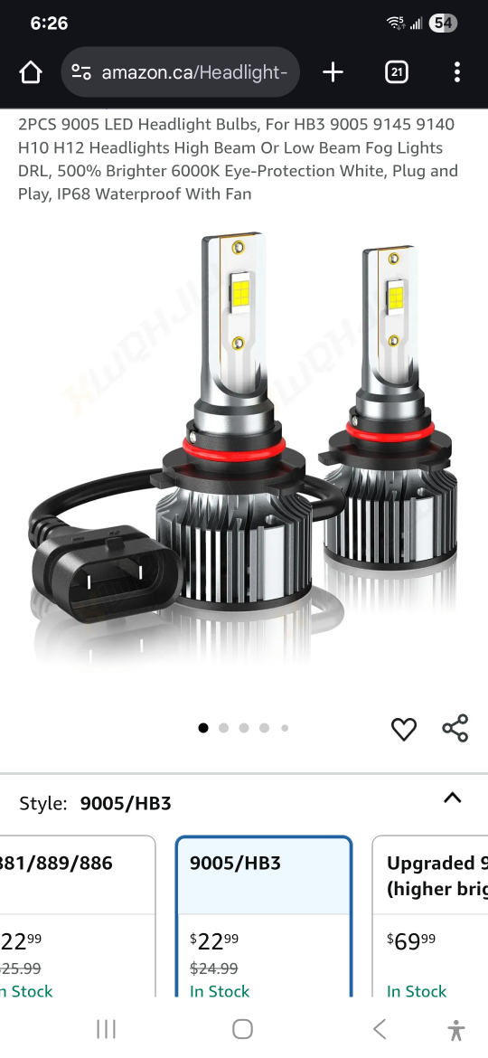 2PCS 9005 LED Headlight Bulbs