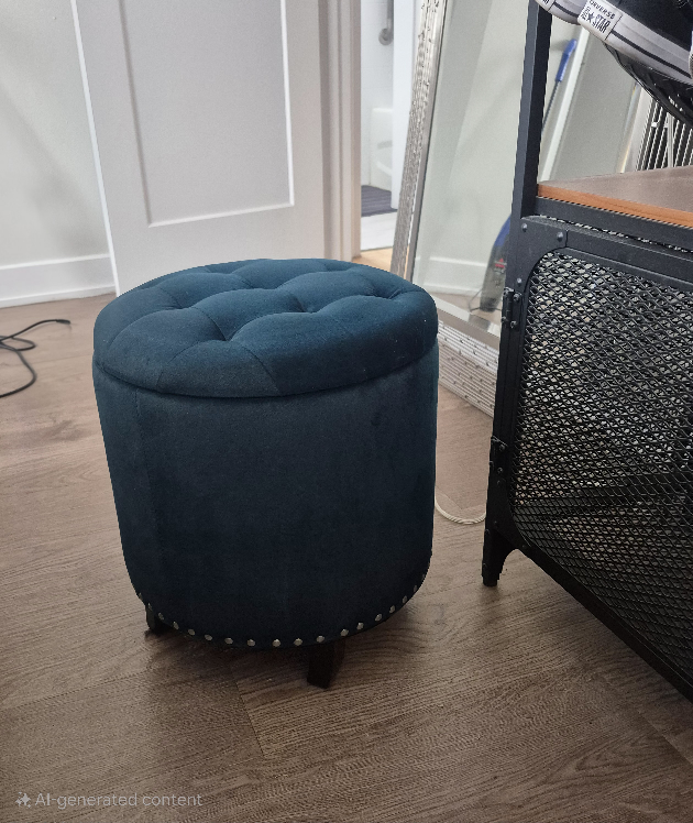 Pair of Denver Round Fabric Storage Ottoman - Green - photo 4