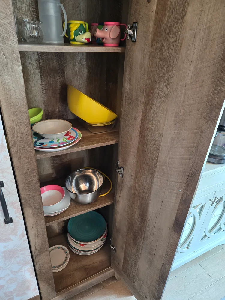 Wooden Storage Cabinet with Floral Panels image indicator(3)