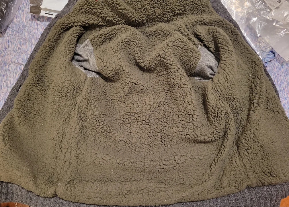 Gray Knit Cardigan with Sherpa Lining, size M (0383) image indicator(3)