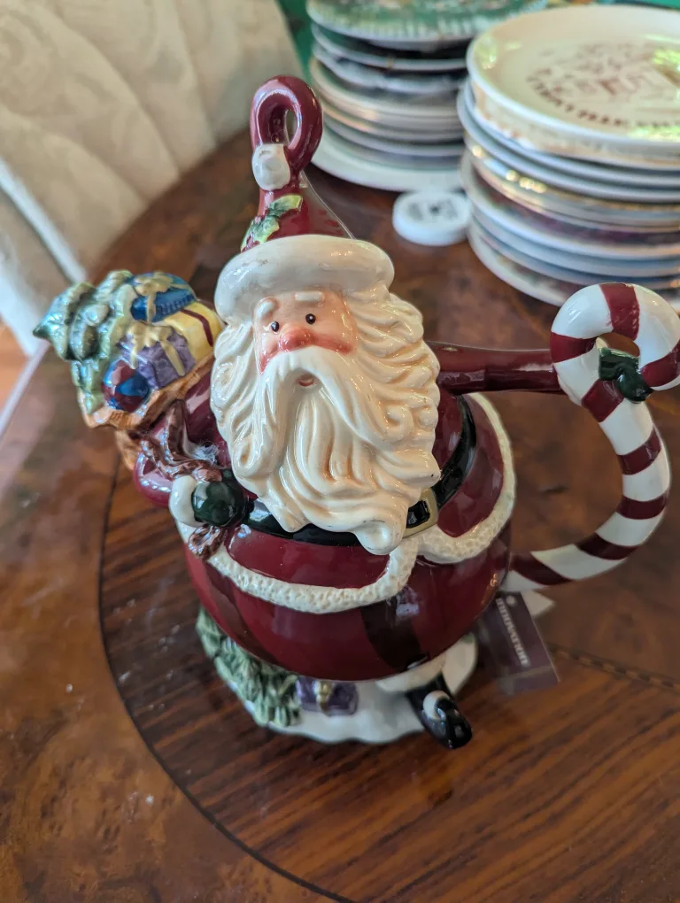 Fitz and Floyd Santa Teapot with Lid thumbnail